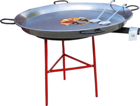 100CM CATERING PAELLA COOKING SET POLISHED STEEL (OUTDOOR) - SERVES 60-90