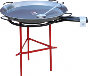 70CM PROFESSIONAL PAELLA COOKING SET POLISHED STEEL - SERVES 22-28 (FFD OUTDOOR/INDOOR USE)