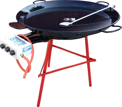 90CM PROFESSIONAL PAELLA COOKING SET ENAMELLED STEEL - SERVES 40-60 (FFD OUTDOOR/INDOOR USE)