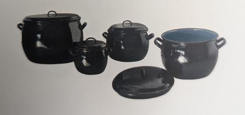 36cm Enamelled Round Pot with Lid